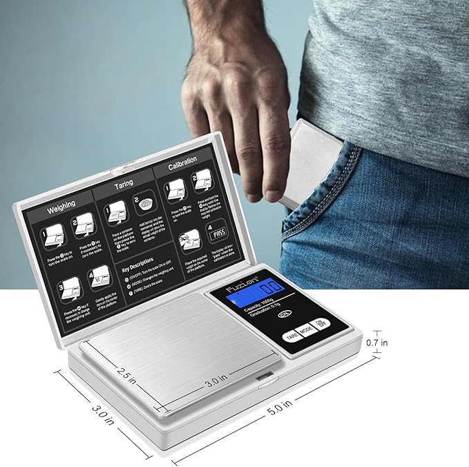 Fuzion Pocket Gram Scale - 1000g/0.1g Digital Mini Travel Food Scale