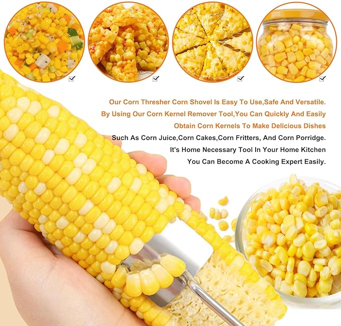 Corn Peeler Corn Thresher Corn Stripper for Corn On The CobCorn Shovel Corn Scraper Corn Kernel Remover Tool Cob Planer Corn Cutter Corn Knife Tool Stainless Steel Kitchen Gadget
