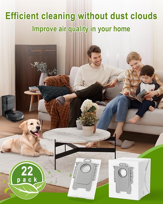 VBN 22 Packs Q5 Dust Bags for Roborock S8 Pro Ultra, S8+, Q7 Max+, Q5+, Q5 Max+, S7 Max Ultra,S7 Maxv Ultra and Q8 Max+ Robot Vacuum, disposable vacuum bag replacement, 3.6L Large Capacity
