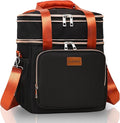 Expandable Insulated Lunch Box for Women Men, Double Deck Large Lunch Bag Tote Leakproof Lunch Cooler with Shoulder Strap for Adults Work Shift Outdoor Picnic Daytrip, (Black, 16L),GLENKEY