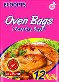 ECOOPTS Turkey Oven Bags Large Size Oven Cooking Roasting Bags for Chicken Meat Ham Seafood Vegetable - 12 Bags (17 x 21.6 IN)