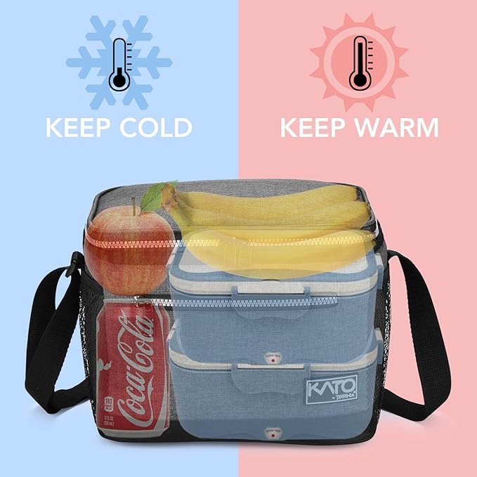 Tirrinia Insulated Lunch Box for Men/Women, Leakproof Lunch Bag for School Work, Large Lunch Tote Kids Boys Girls Student Back to School, Soft Cooler Office Picnic Beach Camping for Adults,Dark Grey