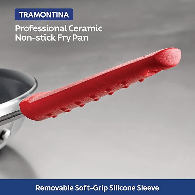 Tramontina Professional 12-Inch Ceramic Non Stick Large Frying Pan, Heavy-Gauge Aluminum Skillet with Nonstick Coating, Dishwasher and Oven Safe, Gray