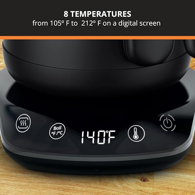 KRUPS Gooseneck Electric Kettle: 1L Stainless Steel, 1350W Fast Boiling, Boils 1 Cup in 80 Seconds, Temperature Control with 8 Presets, 60-Min Keep Warm, Precision Pour for Coffee and Tea
