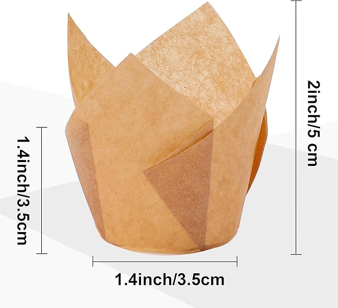 Ruisita 150 Pieces Mini Baking Cups Tulip Baking Cups Cupcake Liners Muffin Liners for Wedding, Birthday, Baby Shower Parties, Natural, White, Brown, Black