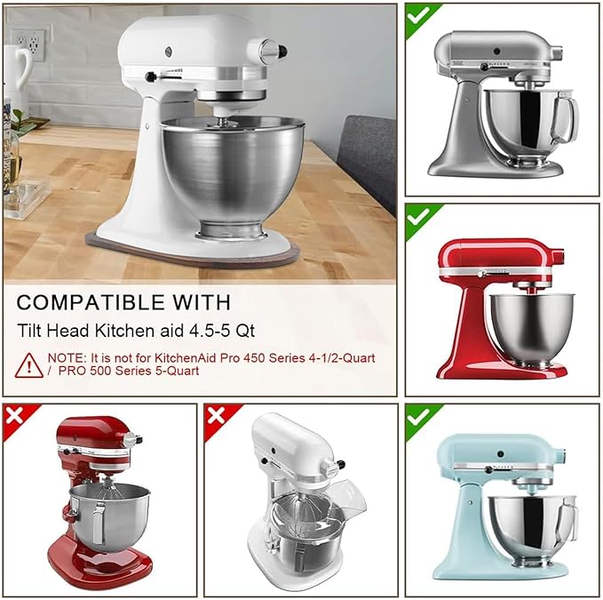 Mixer Slider Compatible with Kitchen aid 4 .5-5 Qt Stand Mixer Pine Wood - Kitchen Countertop Storage Mover Sliding Caddy for Kitchen Aid 4 .5-5 Qt Mixer (4 .5-5 Qt - Brown)