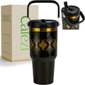 30oz Tumbler with Handle and Straw, Vacuum Insulated Tumblers with Flip Straw and Top Handle, Reusable Insulated Cup for Home, Outdoors, Leakproof, Fits in Cup Holder, Cold for 30 Hours