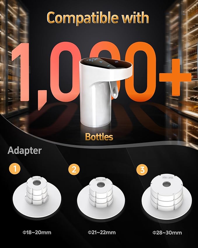 5-in-1 Electric Wine Decanter with Aerator,Digital Alcohol Bottle Dispenser Adjustable Dosing,Smart Whiskey Pourer, Liquor/Spirits Pump Automatic,Nice Gifts for Women Men Mom Dad Husband Boss (White)