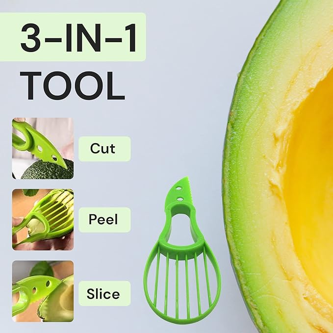 Avocado Slicer (Pack of 2) - 3 In 1 Tool - Cutter, Peeler, Pitter & Scooper - Multifunctional Knife - Splitter - Easy to Use - Kitchen Gadgets