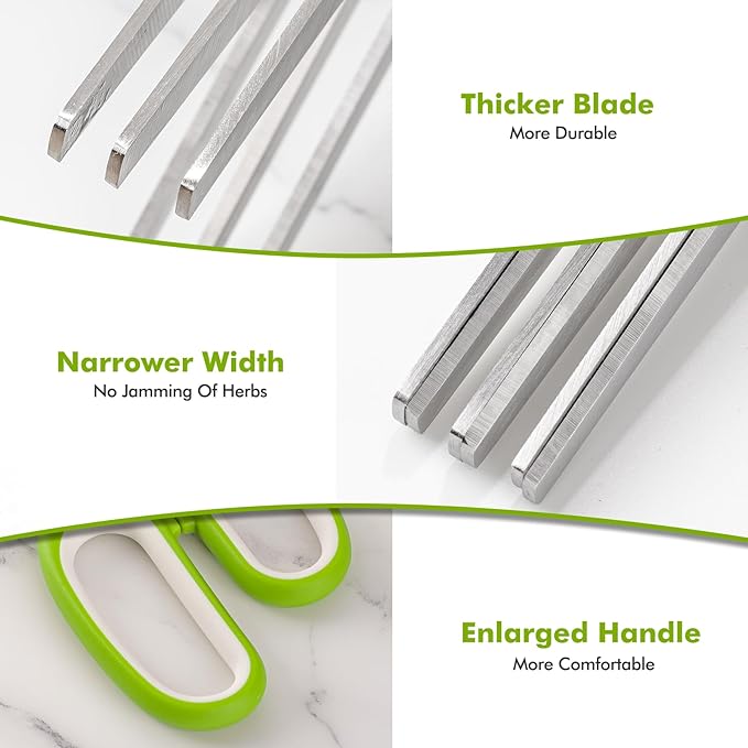Updated Herb Scissors Set Doesn't Get Stuck Easily Herb, Herb Scissors With 3 Blades Cleaning Comb for Cutting Garden Herbs, Cilantro, Green Onion, etc. Sharp and Anti-rust Stainless Steel-2 PACK