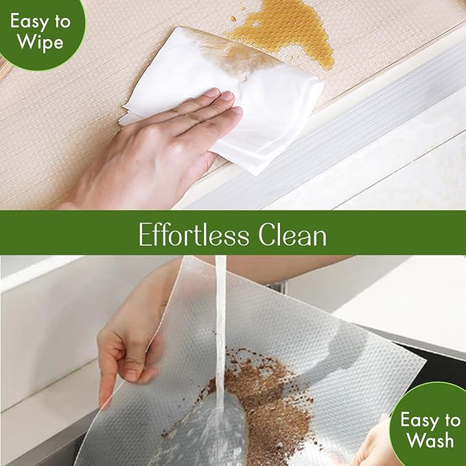 EVALAND 17.7" x 33 FT Non-Slip Shelf Liner, Non-Adhesive, BPA-Free, Waterproof Pantry Liner for Shelves, Easy to Cut, Oil-Proof Shelf Liners for Kitchen, Cabinets, Drawers, Refrigerator, Clear