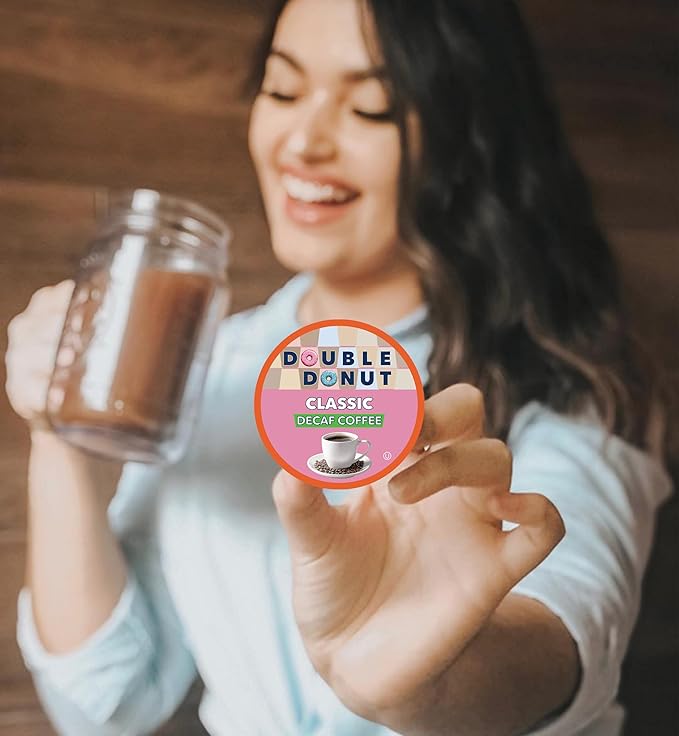 Double Donut Coffee Classic Roast Decaf Coffee, Decaf Medium Roast Coffee, Decaf Pods for Keurig K Cups Machines, Hot or Iced Single Serve Decaffeinated in Recyclable Pods, 80 Count