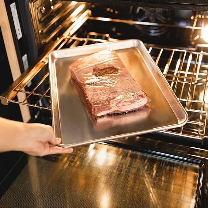 KITCHENATICS Premium Quality Half Sheet Size Baking Pans, Nonstick Cookie Sheets for Baking, Oven Safe Baking Sheet Pans, Heavy Duty 1/2 Commercial Baking Sheets for Oven - 13.1" x 17.9" IN, Set of 2