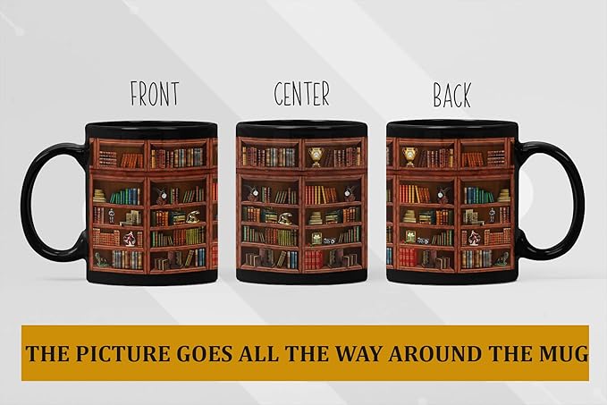 2IMT Book Mug Librarian Gifts for Book Lovers Women - Library Coffee Mug Books Club Gifts for Women - Reading Bookish Items Bookworm Librarian Lovers for Readers Writer Black 11oz