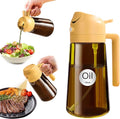 YARRAMATE 16oz/470ml Light Blocking Oil Sprayer for Cooking with Stickers, Food-Grade 2 in 1 Olive Oil Dispenser Bottle for Kitchen, Premium Dark Amber Glass Oil Bottle for Air Fryer, BBQ(Orange)