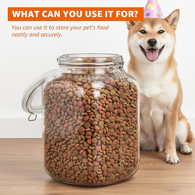 2 Pack 1.1 Gallon Square Super Wide Mouth, Airtight Glass Storage Jars, with Measurement Marks, Leak-Proof Lids for Kitchen Pantry, Canning, Dry Food (Flour, Sugar) & Drinks