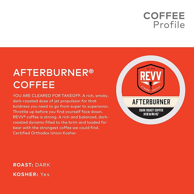 REVV Afterburner, Single-Serve Keurig K-Cup Pods, Dark Roast Coffee Pods, 96 Count