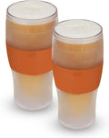 Host FREEZE Beer Glasses, Frozen Brew Mugs, Freezable Pint Glass Set, Insulated Beer Glass to Keep Your Drinks Cold, Double Walled Insulated Glasses, Gift for Dad, 16oz, Set of 2, Burnt Orange