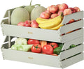 HABAU Wood Potato Onion Storage Bins - Wooden Stackable Produce Basket - Fruit Vegetable Storage for Kitchen Pantry Organization, Set 2 Pieces