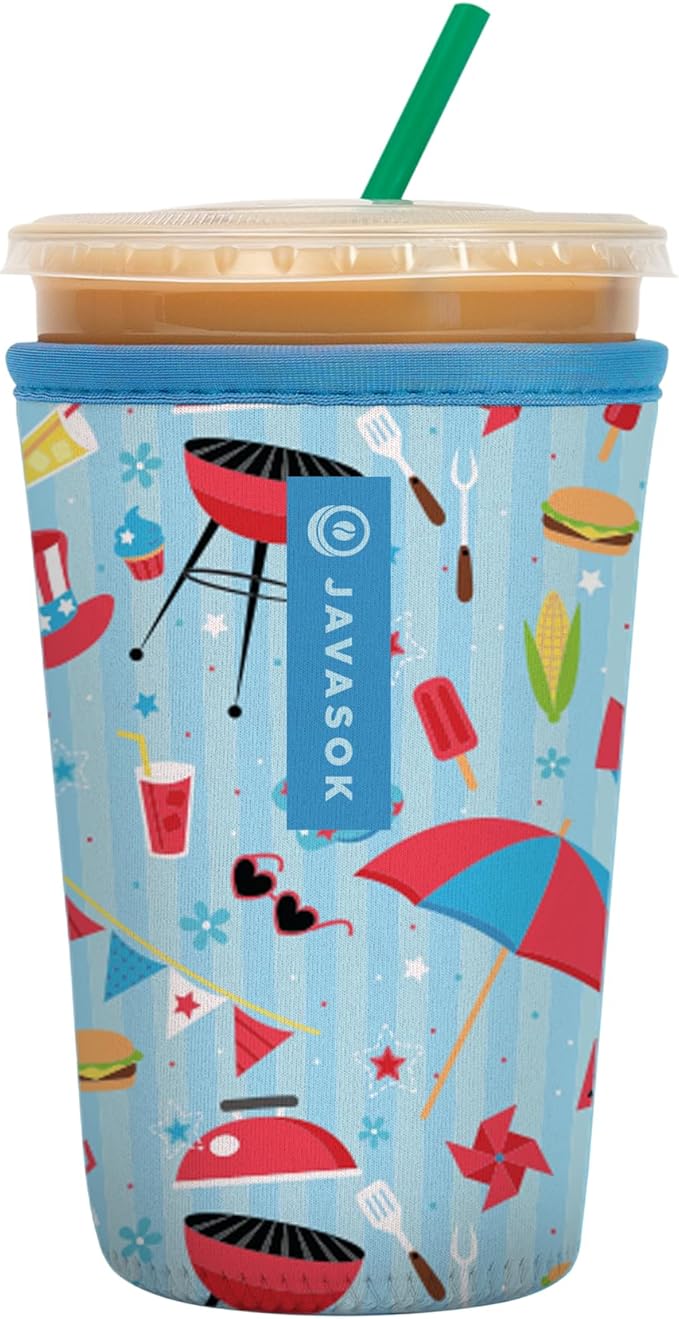 Sok It JavaSok Iced Coffee & Cold Soda Insulated Neoprene Cup Sleeve (Grill N' Chill, Medium: 22-28oz)