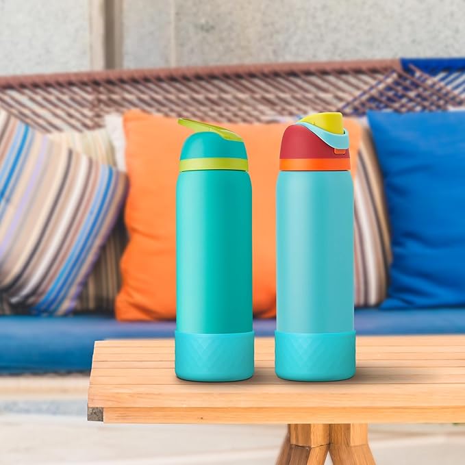 2PCS Silicone Water Bottle Boot for Owala 40oz, Protective Bottom Bumper Anti-Slip Sleeve for FreeSip, Twist, and Flip Stainless Steel Bottles, Dishwasher Safe and BPA Free(Blue)