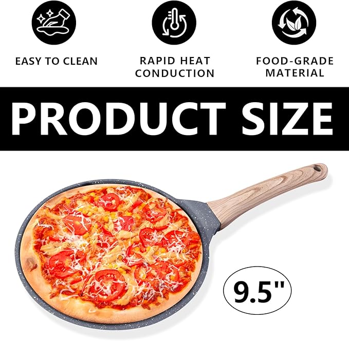 Crepe Pan, 9.5 Inch Griddle Pan, Nonstick Flat Skillet Dosa Tawa Comales Para Tortillas Pancake Pans, Nonstick Crepe Pans for All Stoves (9.5 Inch)