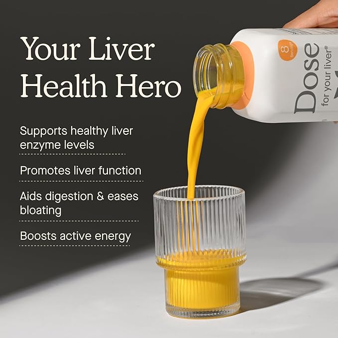 DOSE for Your Liver Cleanse Detox & Repair, Made with Organic Milk Thistle Supplement with Turmeric, Dandelion, Ginger, and Orange, Supports Healthy Liver Function,16oz Bottle, 6 Pack (6 Week Supply)