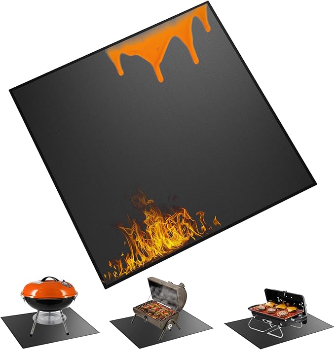 29×29 inch Heavy Duty Large Under Grill Mats for Outdoor Grill, Double-Sided Fireproof, Waterproof, Oil Proof Deck and Patio Protector, BBQ Mat Grill Floor Mats Fireplace Fire Pit Mat