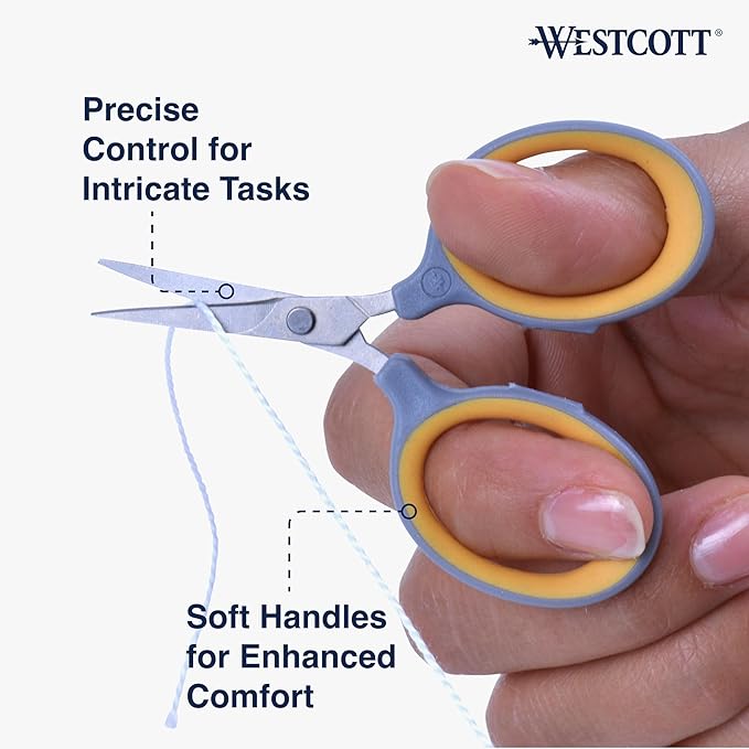 Westcott 2.5" Fine-Tip Craft Scissors with Titanium-Bonded Blades for Crafting, Sewing & More