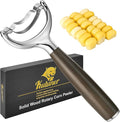 KULUNER Durable Stainless Steel Corn Peeler with Polished Wood Handle Corn on the Cob Stripper Kernel Remover Easy Use Corn Kernel Cutter Kitchen Gadget（Chacate Preto）