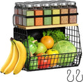 Magnetic Shelf for Fridge with Wood Lid, Fruit Potato and Onion Storage Bins, Pantry Organizers & Storage, Large Container Magnetic Spice Rack for Refrigerator, Kitchen Counter (Black, 1)