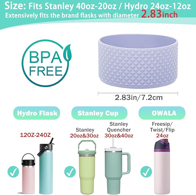 WK IEASON Protective Silicone Base Boot for Hydro Flask Mouth, Anti-Slip Silicone Sleeve Cover Bumper for Hydro Water Bottle Accessories -2.83inch Bottom Diameter