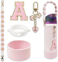 SITKOL Silicone Boot Cute Monogram Set Compatible with Owala Water Bottle 24 oz, 32 oz, 40 oz - Perfect Letter Owala Accessories for Owala Tumbler, Owala Free Sip, Pink Owala, Black Owala