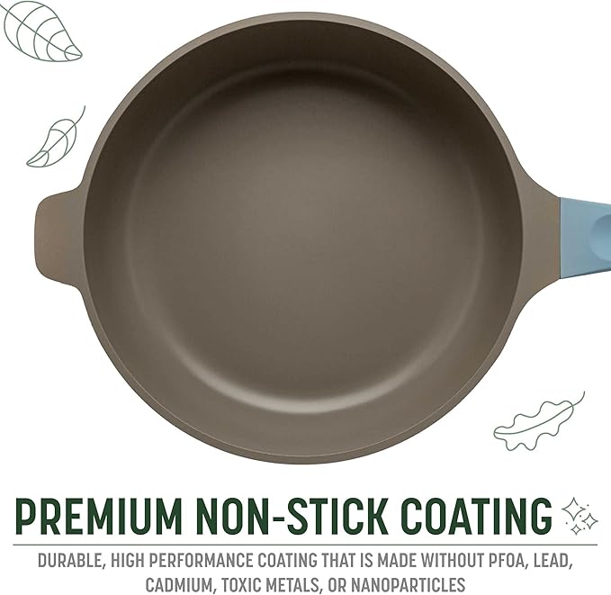 Goodful All-in-One Pan, Multilayer Nonstick, High-Performance Cast Construction, Multipurpose Design Replaces Multiple Pots and Pans, Dishwasher Safe Cookware, 11-Inch, 4.4-Quart Capacity, Blue Mist