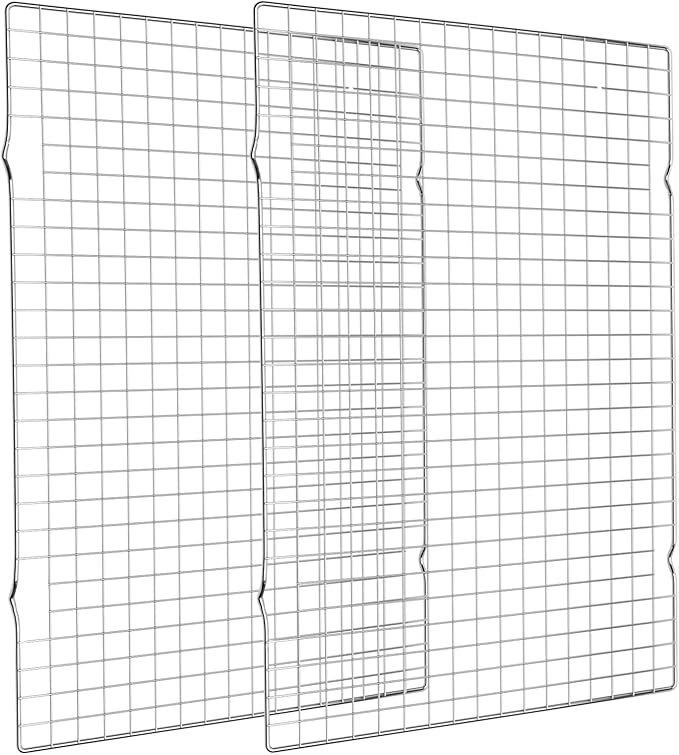 Cooling Rack for Baking 2-Pack, 16x10 Inches Baking Rack, Thick Wire Cookie Rack for Cooking, Roasting, Grilling, Drying, Oven Safe, Fits Half Sheet Pan, Silver