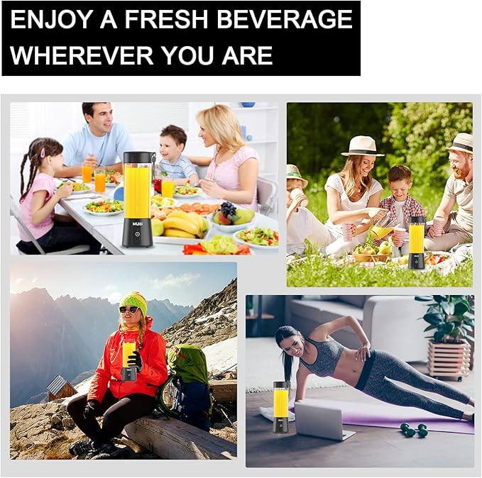 Mulli Portable Blender,15oz Mini Blender for Fruit Smoothies and Shakes,USB Rechargeable Mixer for Baby Food,Gym,Travel
