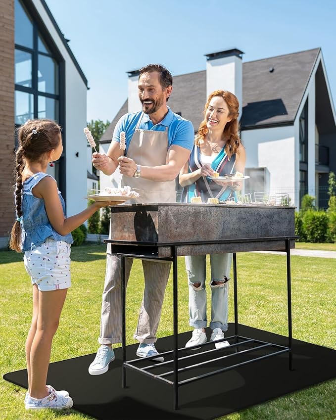 Under Grill Mat for Outdoor Grill,Double-Sided Fireproof Grill Pad,Perfect for Outdoor Barbecue Spots,Fireproof, Waterproof, and Oilproof (48 * 70inch)