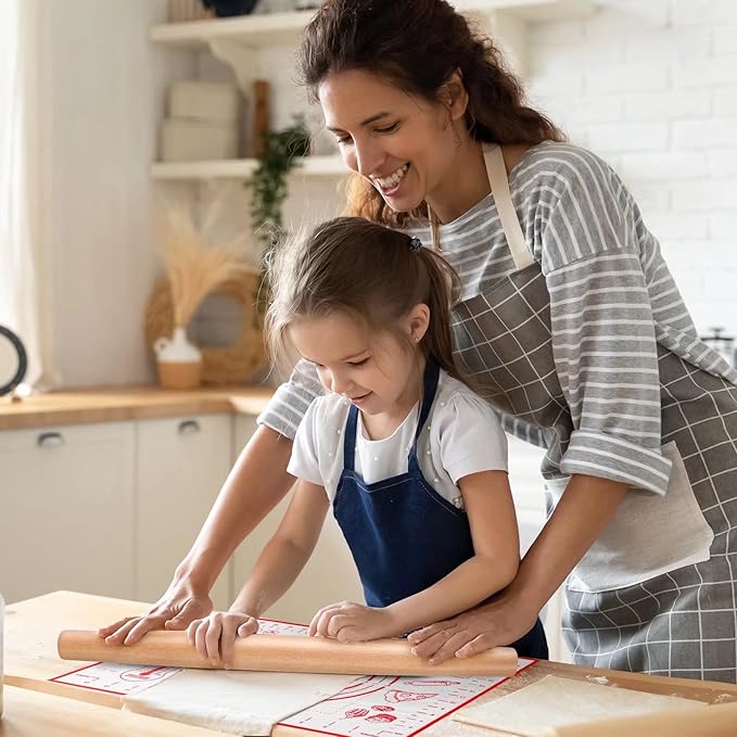 Extra Large Silicone Pastry Mat, Baking Mat with Measurement for Fondant, Rolling Dough, Pie Crust, Pizza and Cookies, Counter Mat/Kneading Matts, Red, 24" x 32"