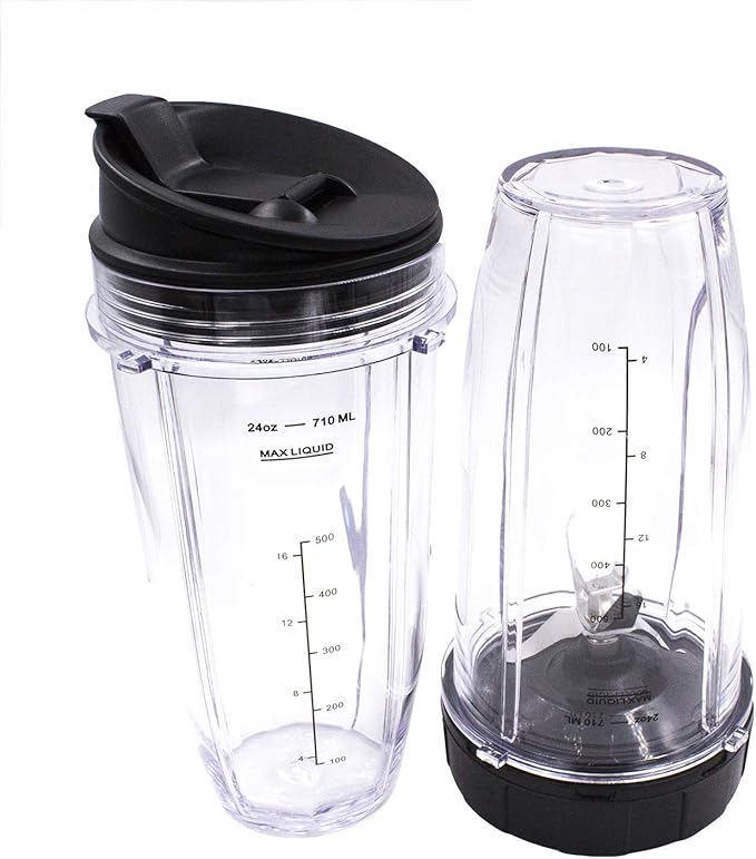 Replacement Blender Cup with Lid (2 Pack) 24 Oz Cups For Ninja Auto iQ BL480 BL482 BL642 BL682 BL450 BN401 BN751 BN801 Foodi SS351 SS151 SS401 Ninja Blender Auto iQ Blade