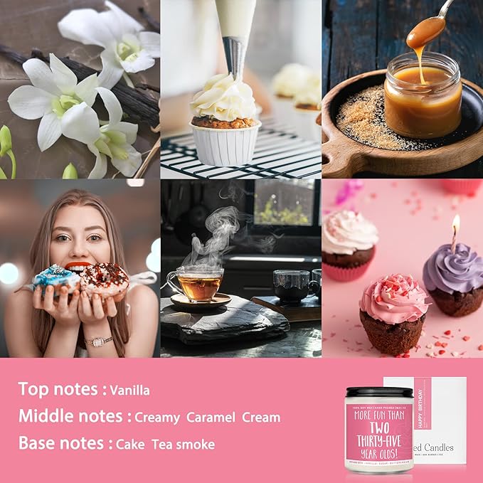 70th Birthday Gifts for Women, Perfect Birthday Present, Funny Presents for Mom, Friends, Wife, Sister, 7oz Vanilla Cream-Scented Candle