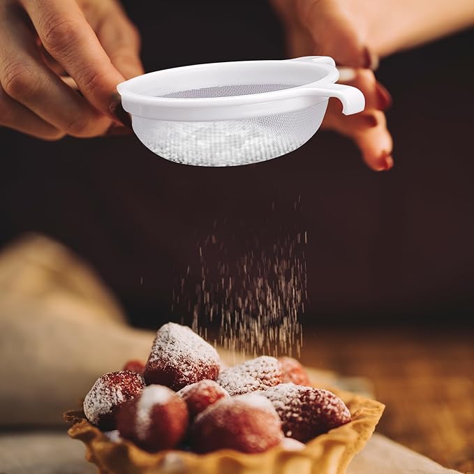 HIC Kitchen Double-Ear Fine Mesh Strainer, BPA-Free, 4-Inch, For Sifting Baking Ingredients, Straining, And Draining Soups And Sauces