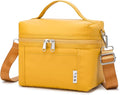 NOL Natural Organic Lifestyle Reusable Insulated Lunch Bags for Adults Lightweight Nylon Waterproof Lunch Box with Removable Adjustable Strap Insulated Lunch Bag for Work (Small Earth-yellow)