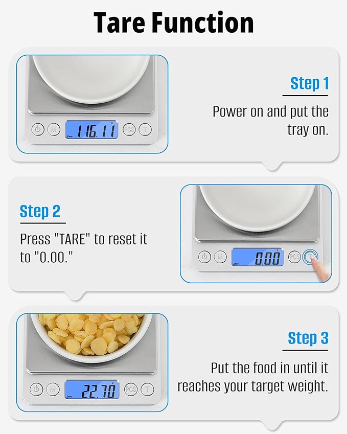 NEXT-SHINE Gram Scale 500g x 0.01g Precision, Digital Mini Pocket Size Portable Scale with Two Trays Nine Units, LCD Display Stainless Steel Platform for Weighing Jewelry Cooking Baking