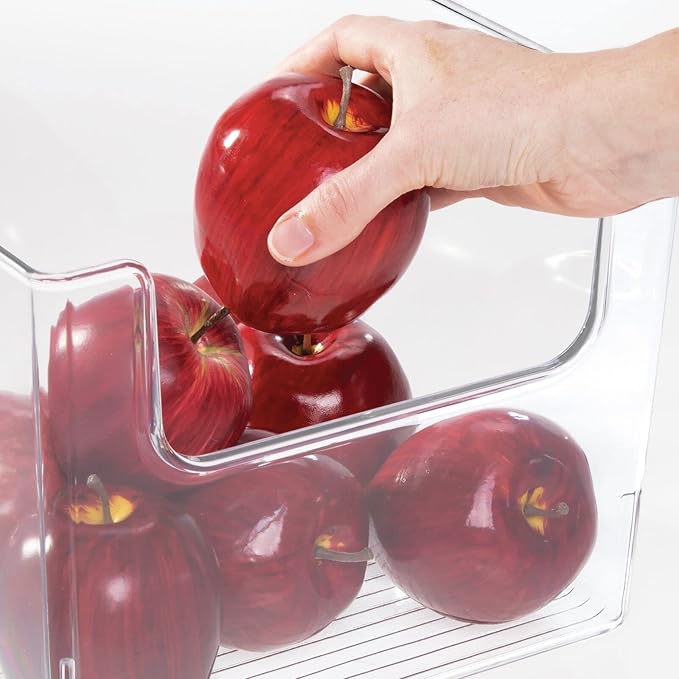 mDesign Set of 4 Storage Trays Open Top Kitchen Tray for Food Storage Made of Plastic Ideal in The Kitchen Cupboards or as Fridge Boxes 25.4 cm x 25.4 cm x 19.7 cm Clear