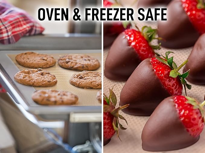 Zulay Kitchen (2 Pack) Silicone Baking Mat Sheet Set - Reusable Baking Mat Nonstick - Half Sheet Baking Mat For Oven - 16.5" x 11.6" (Light Gray)