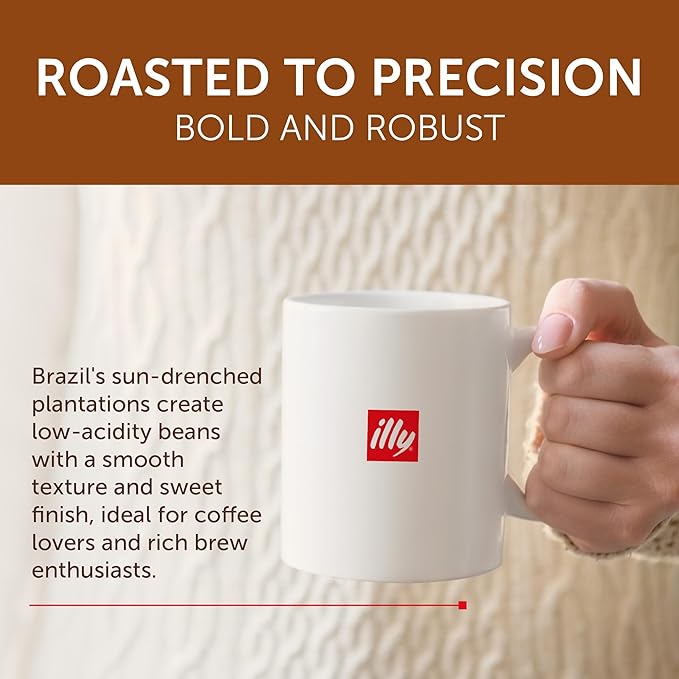 Illy Coffee K Cups - Pods For Keurig Machines – Brasile Bold Roast – Notes of Caramel – Intense & Full-Flavored Flavor - No Preservatives – 10 Count, 6 Pack
