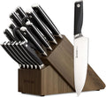 Astercook Knife Set, Kitchen Knives Set with Block and Sharpener Full Tang 17 Pcs German Stainless Steel Knives Sharp Blade Dishwasher Safe Premium Knife Set with Anti-slip Ergonomic Handle, Black