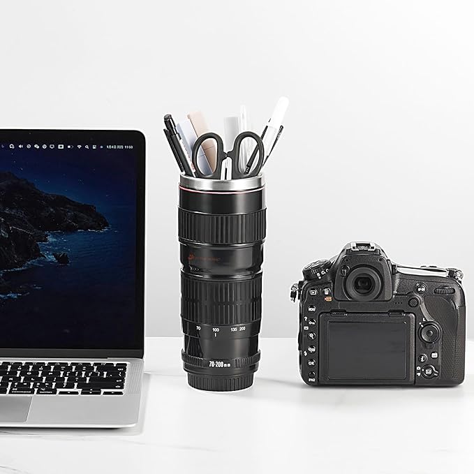Camera Lens Coffee Mug with Slider Lid - Perfect Photographer Gifts for Men and Women, Unique Gifts for Photography Enthusiasts and Shutterbug Friends!