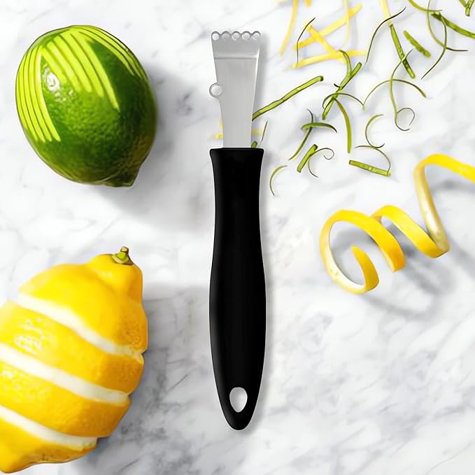 Channel Knife Lemon Peeler Zester-Garnish for Cocktail Mixers- Triangular, V-Shaped Stainless Steel Professional Grade Bar Tool-Fruit Peeler Zester (Peeler B)