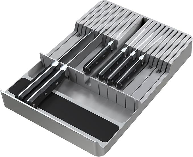 NIUXX Knife Drawer Organizer, Large Capacity In-Drawer Knife Block Set Holds 20 Knives and 1 Sharpening Steel (Not Included), Suitable for Knife Organizer for Kitchen Drawer